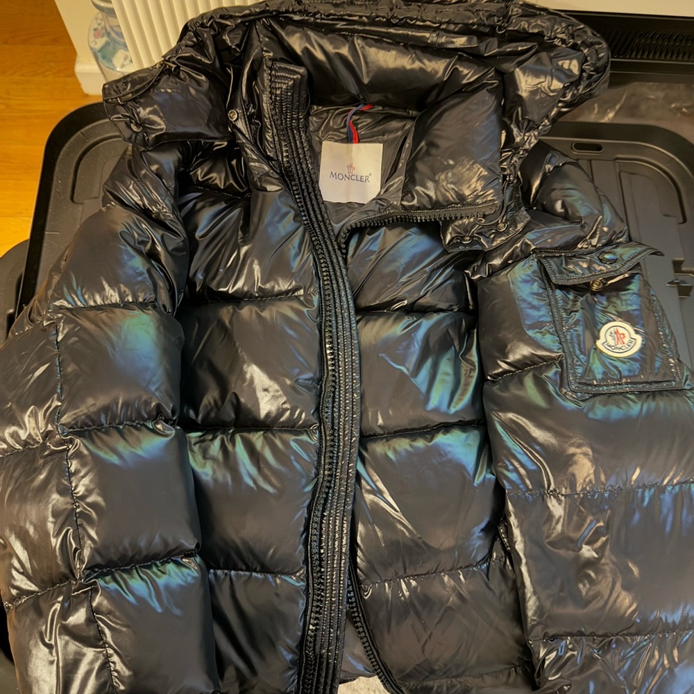 Moncler Black Iridescent Gloss Puffer Jacket
